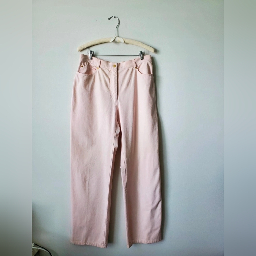 St. John Sport Marie Gray Womens Pants Straight Leg Jeans Light Pink Sz 16/32x30